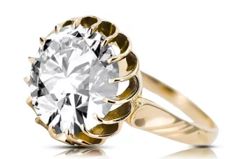 خاتم Zircon 8 كارت من الذهب الأصفر أسلوب فينتاج vrc035x-zi Art Deco أسلوب سوفيتي روسي اتحاد الجمهوريات السوفيتية